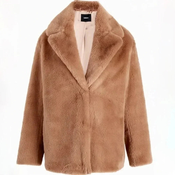 Express Faux Fur Coat Unisex Size Small in the Color Pecan Super Soft & Cozy - Picture 7 of 12